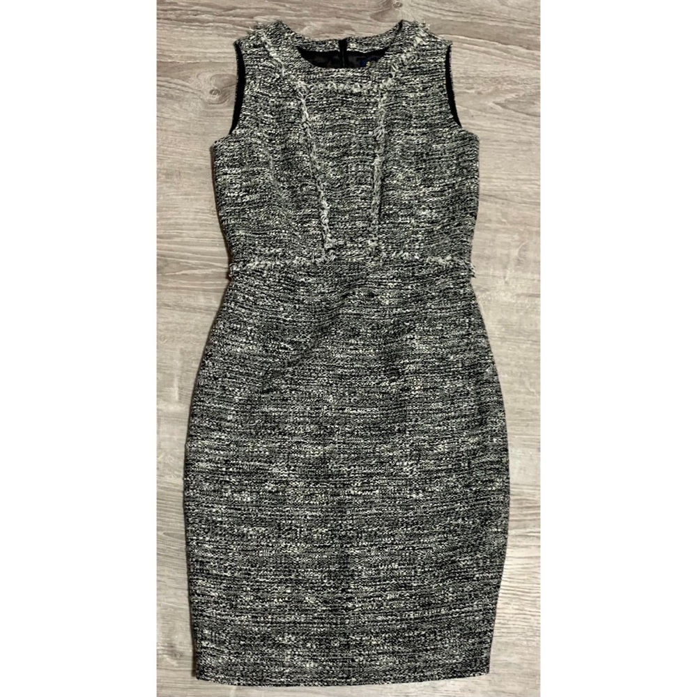 Brooks Brothers Black and White Tweed Midi Dress